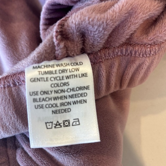 BORN Women’s Velour Lounge Pants Wide Leg Drawstring Purple Cozy! Size Large - Picture 7 of 9